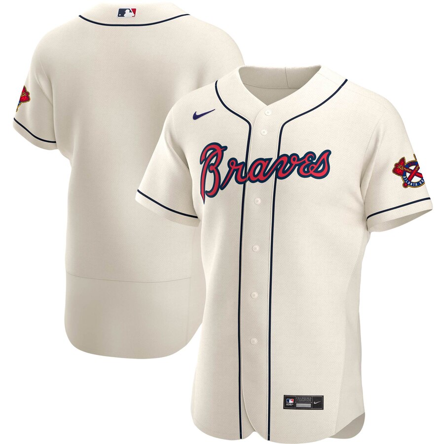 Atlanta Braves Men Nike Cream Alternate 2020 Authentic Official MLB Team Jersey